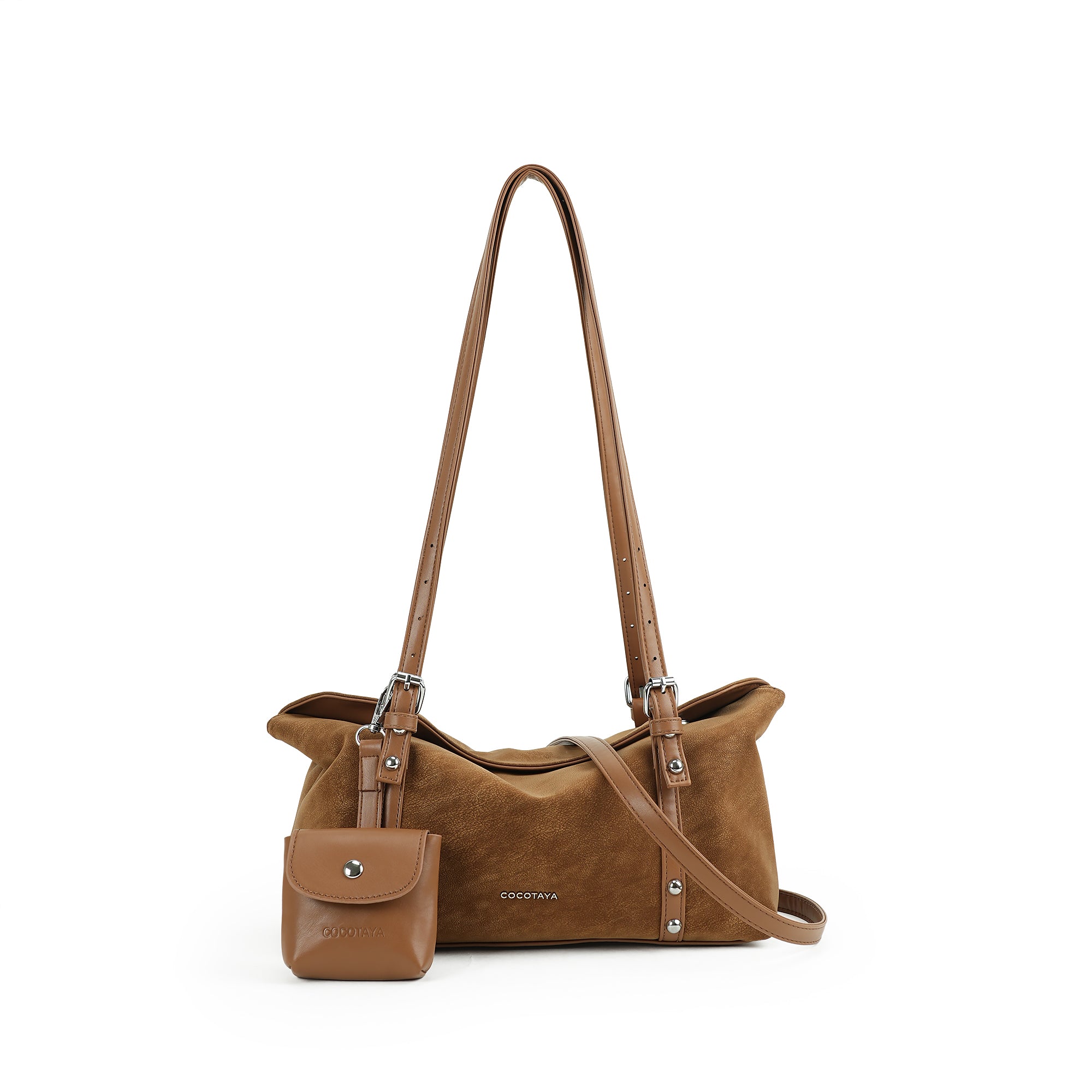 （cocotaya）Vintage Suede Shoulder Bag With Matching Mini Purse