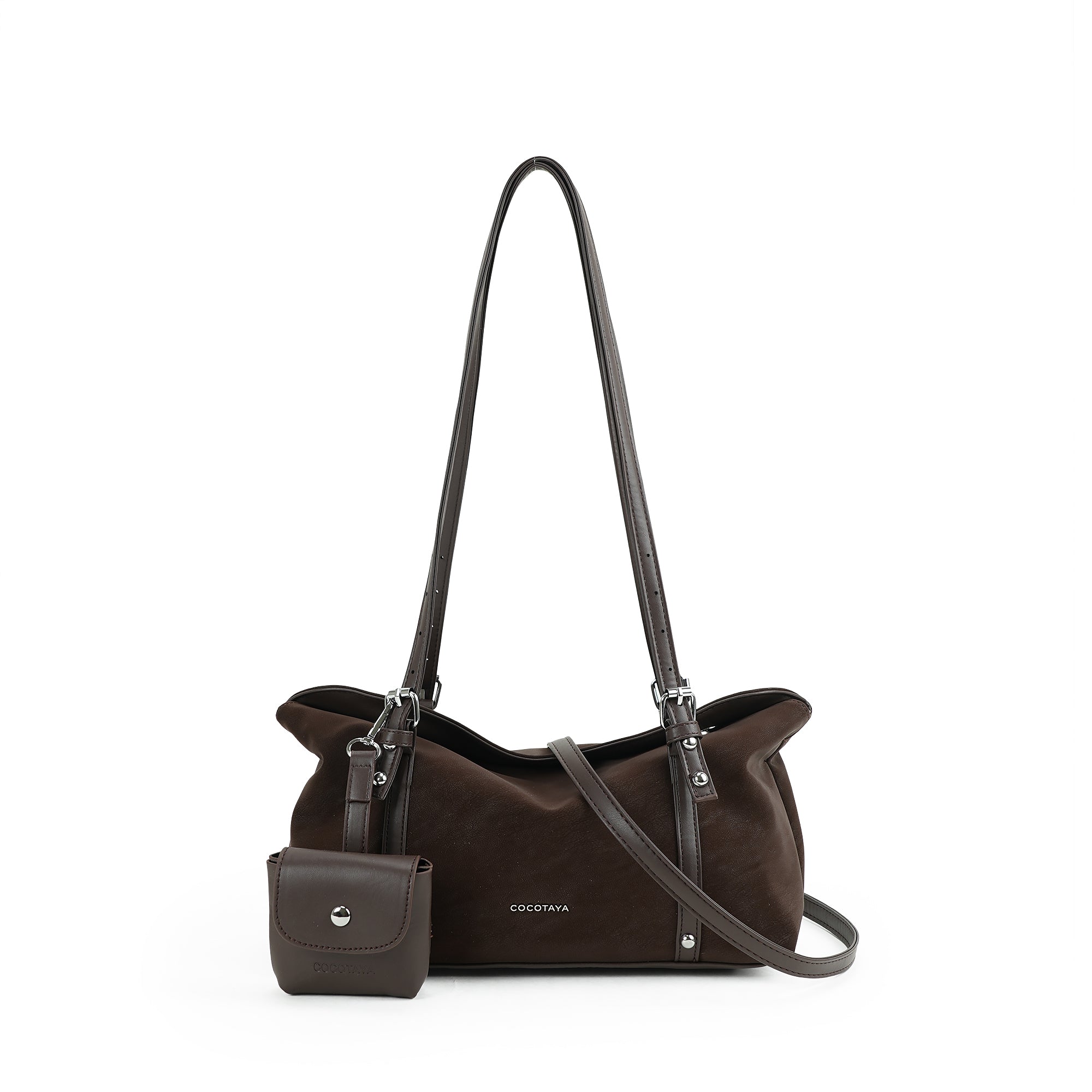 （cocotaya）Vintage Suede Shoulder Bag With Matching Mini Purse