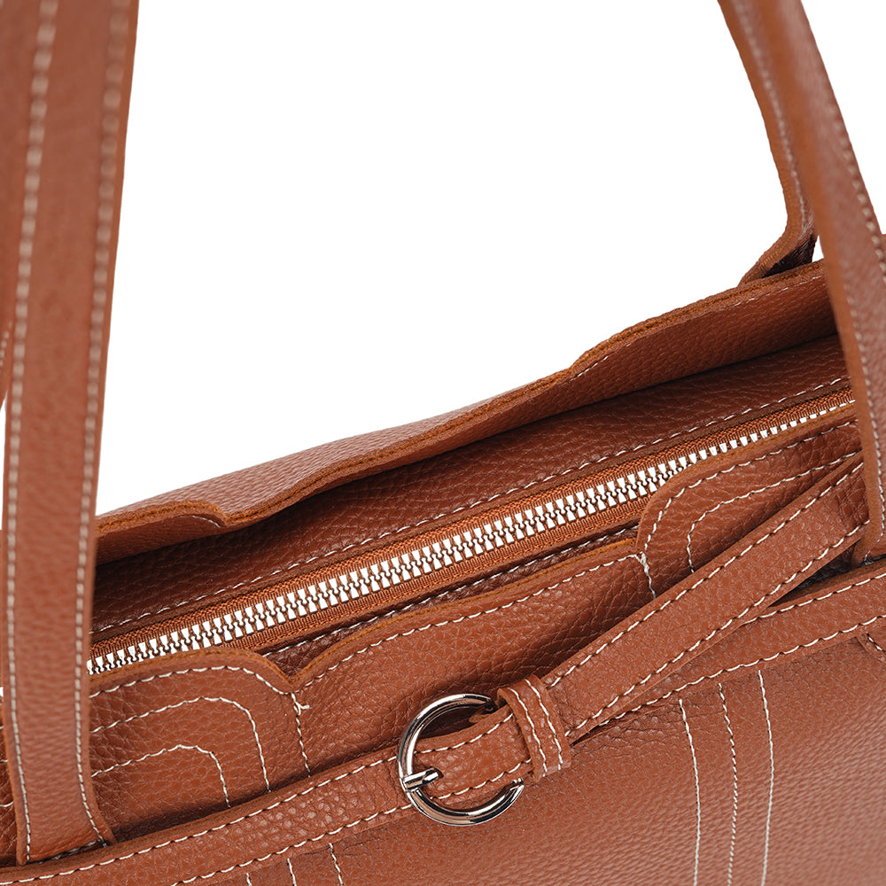 (COCOTAYA)Elegant zippered leather tote bag with button design and large capacity.