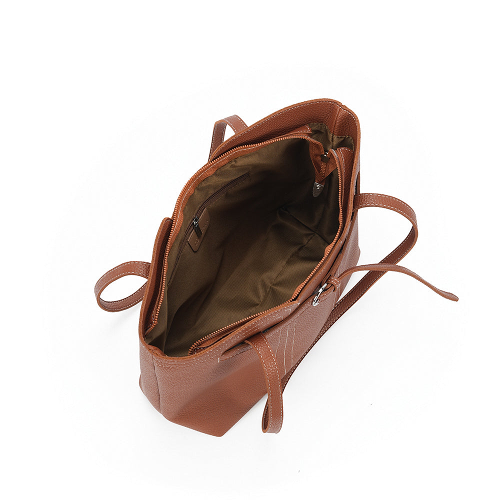 (COCOTAYA)Elegant zippered leather tote bag with button design and large capacity.