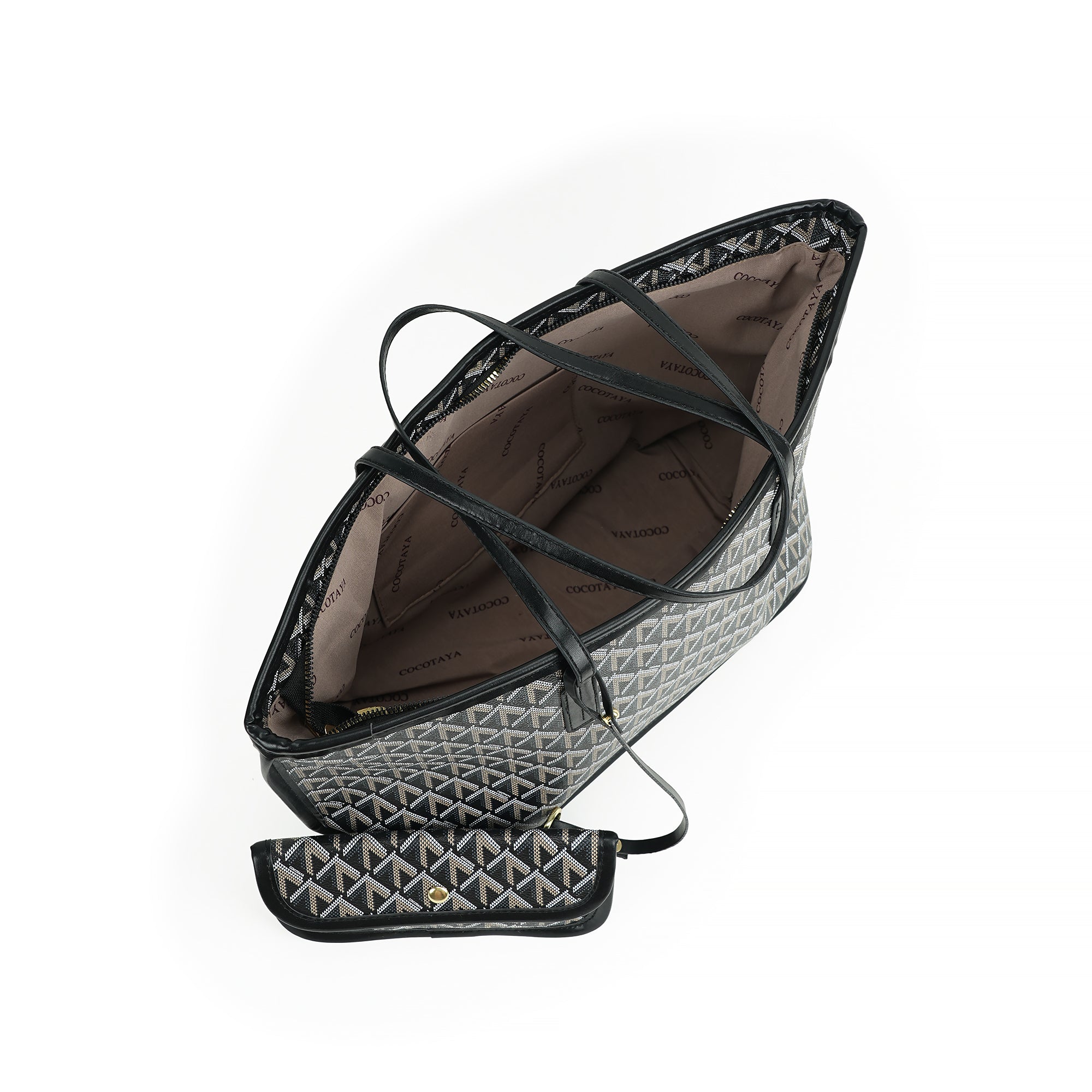 （cocotaya）Fashion Printed Tote Bag With Small Purse Daily Travel Shoulder Handbag Set