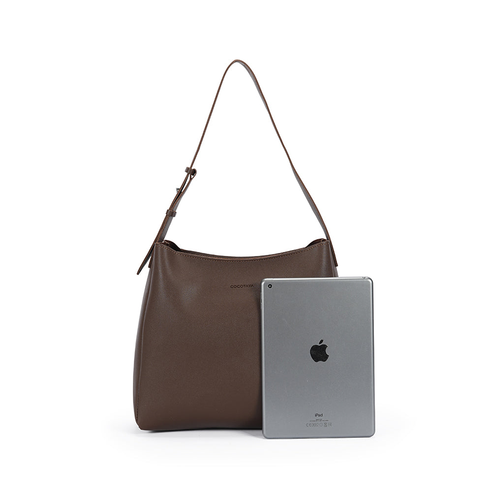 (COCOTAYA)Simple leather crossbody bag, large capacity tote bag with small pouch