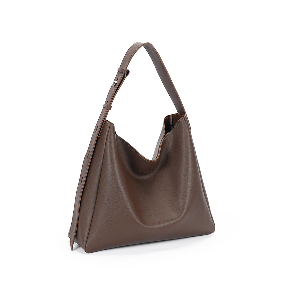 (COCOTAYA）PU women's fashion solid color shoulder bag retro classic bucket tote bag