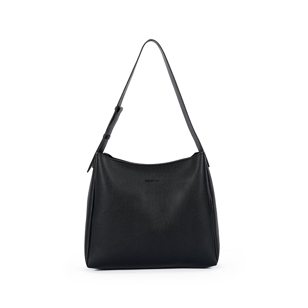 (COCOTAYA）PU women's fashion solid color shoulder bag retro classic bucket tote bag