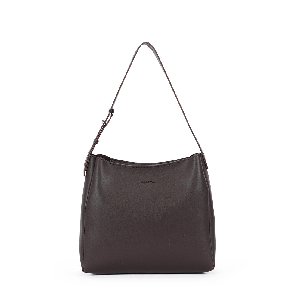 (COCOTAYA)Simple leather crossbody bag, large capacity tote bag with small pouch