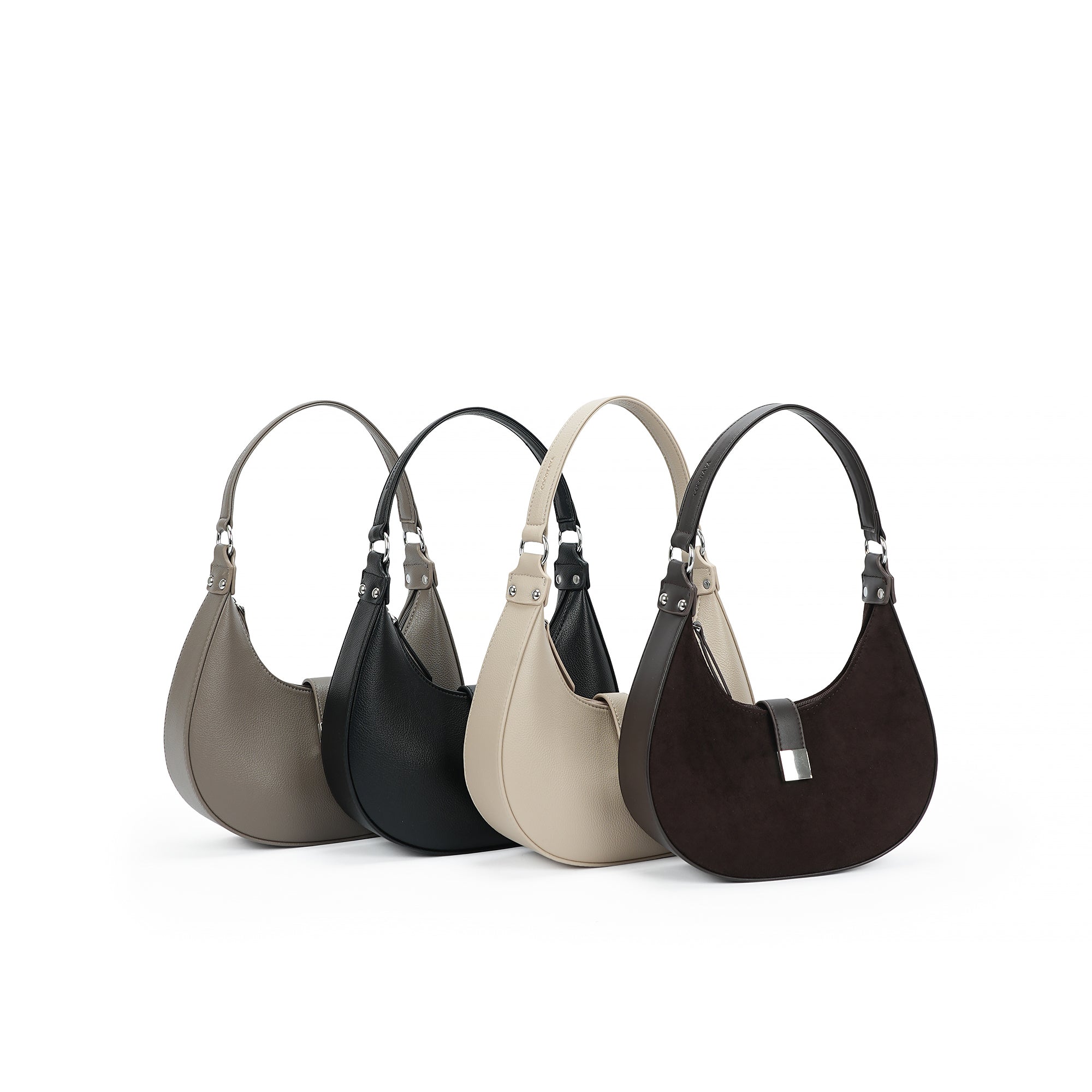 （cocotaya）Luna Buckle Bag Minimalist retro metal clasp crescent-shaped shoulder bag, casual shoulder bag
