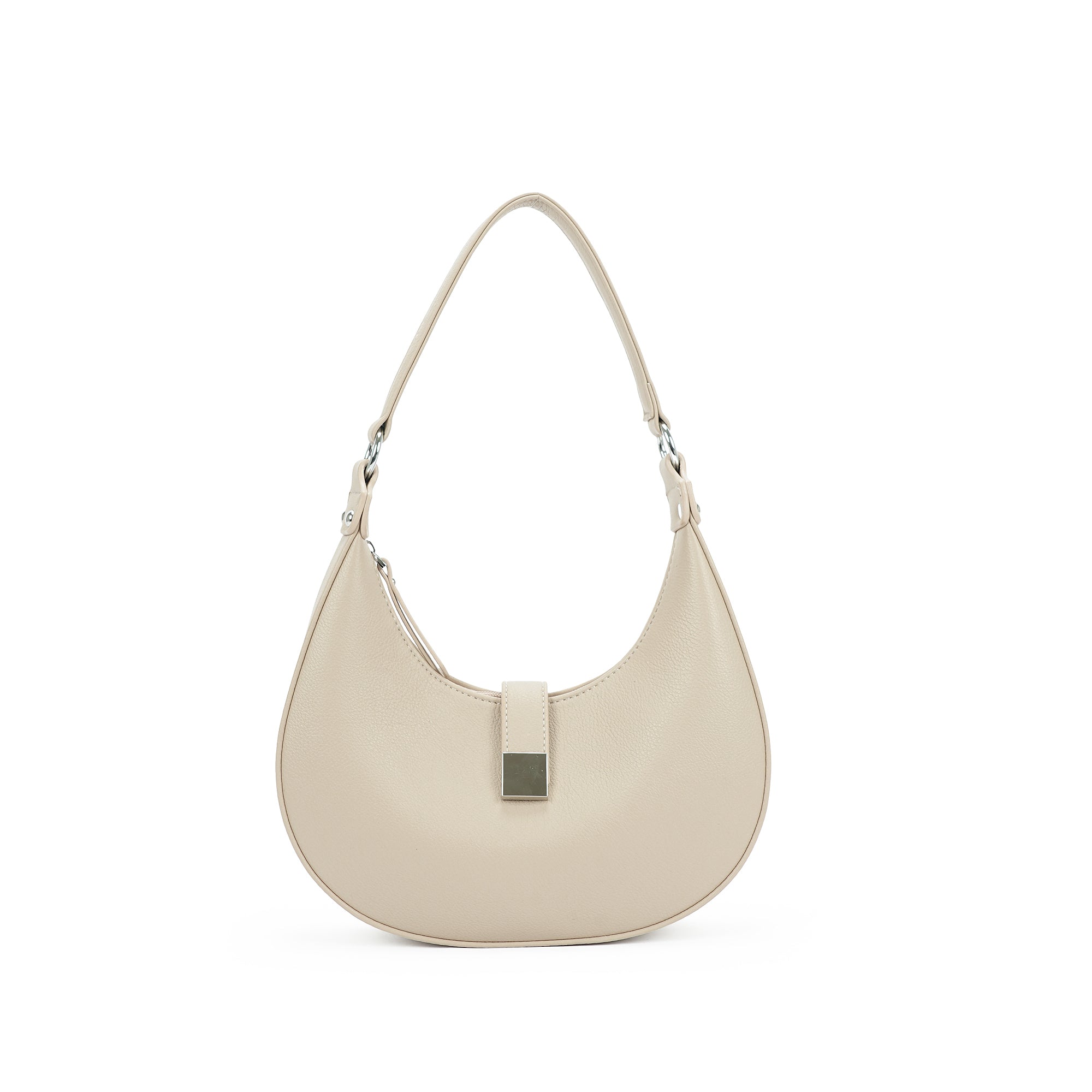 （cocotaya）Luna Buckle Bag Minimalist retro metal clasp crescent-shaped shoulder bag, casual shoulder bag