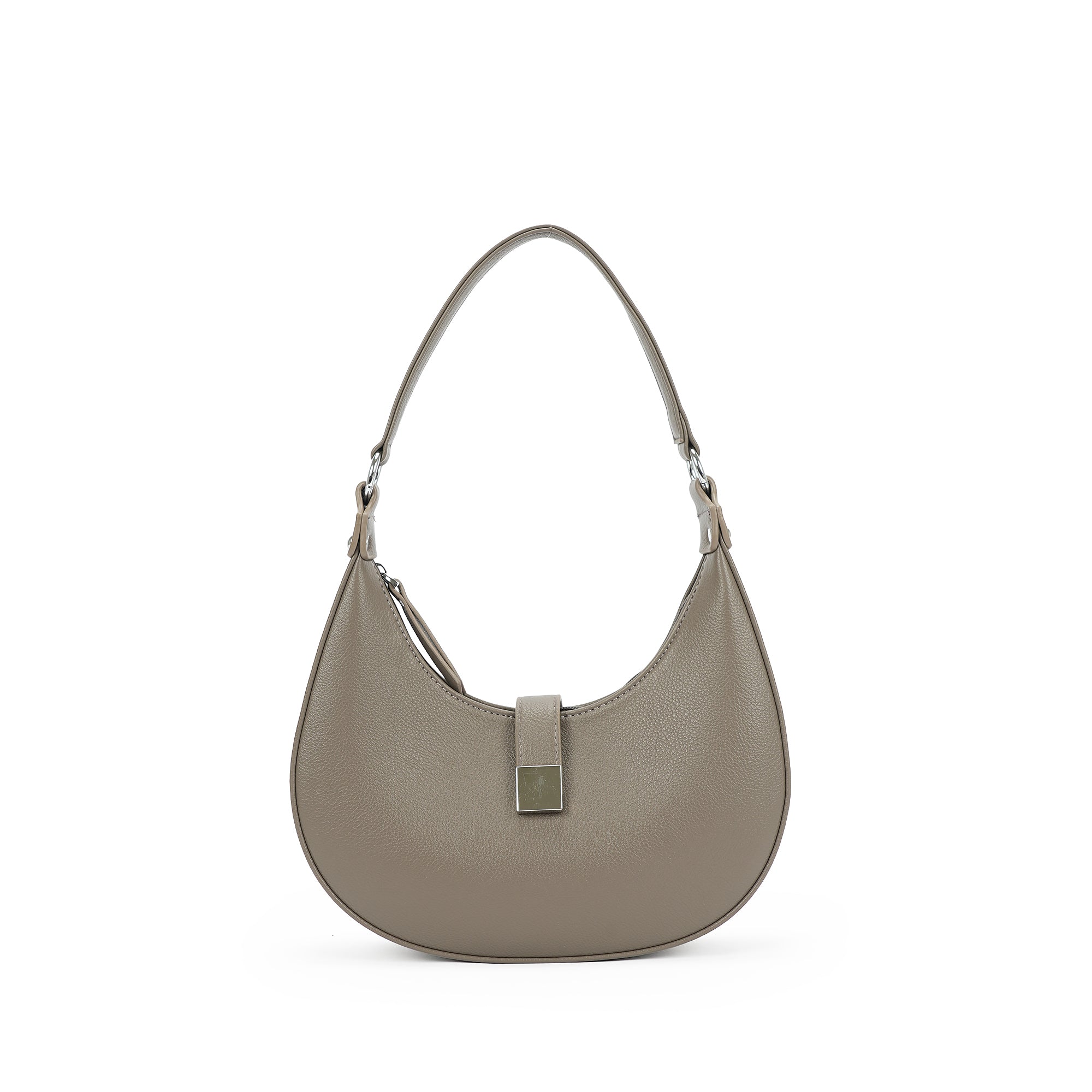 （cocotaya）Luna Buckle Bag Minimalist retro metal clasp crescent-shaped shoulder bag, casual shoulder bag