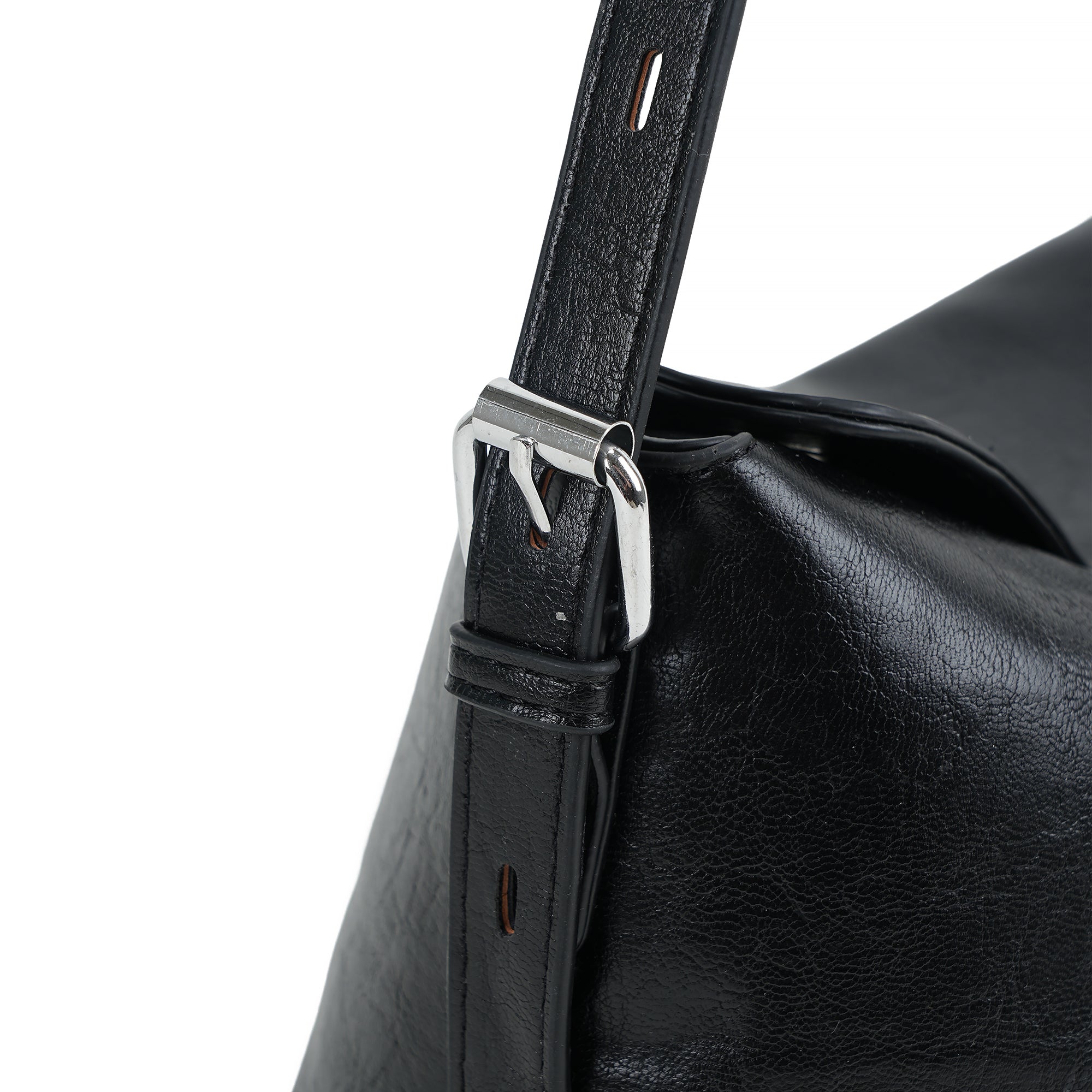 （cocotaya）Retro Crackle Leather Sling Bag, Metal Ring Decor Adjustable Strap Women Daily Shoulder Bag