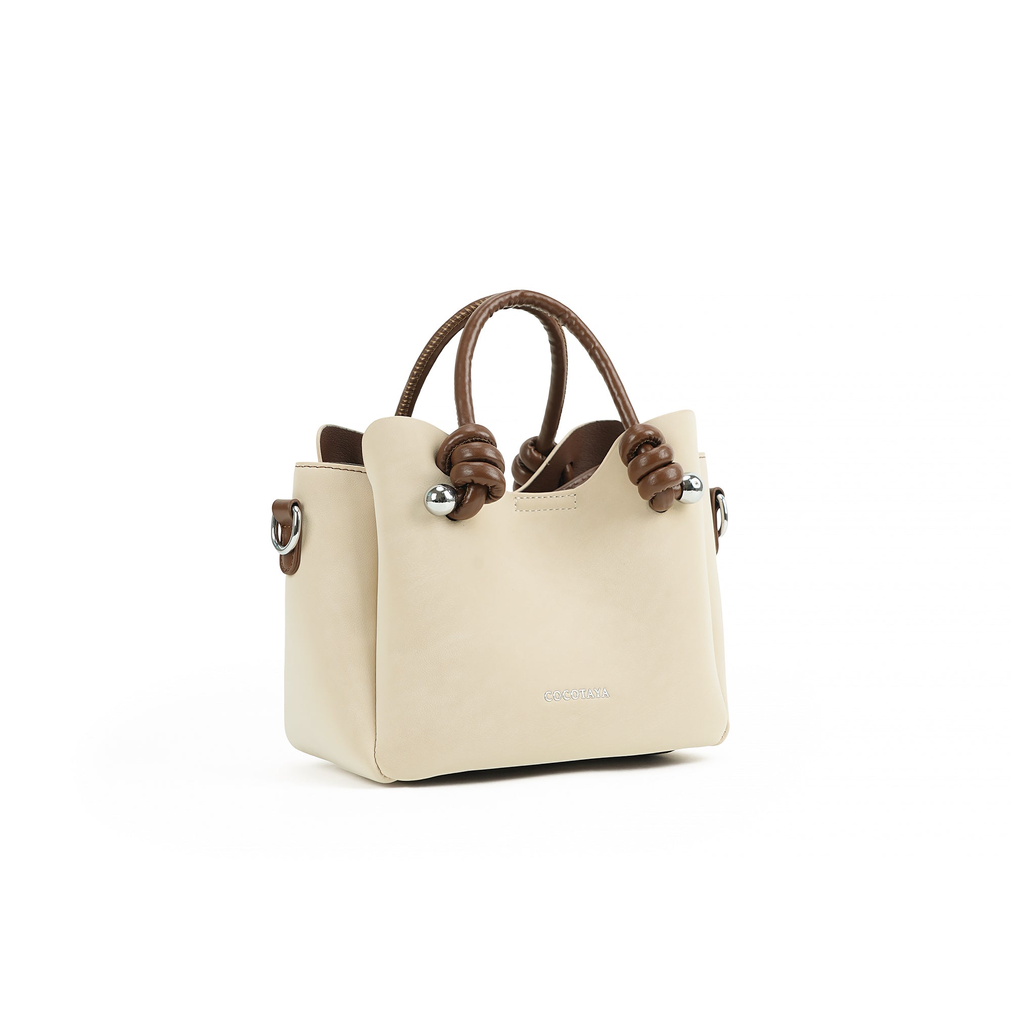 （cocotaya） Elegant Soft Leather Mini Tote Handbag  Detachable Adjustable Crossbody Strap Women Daily