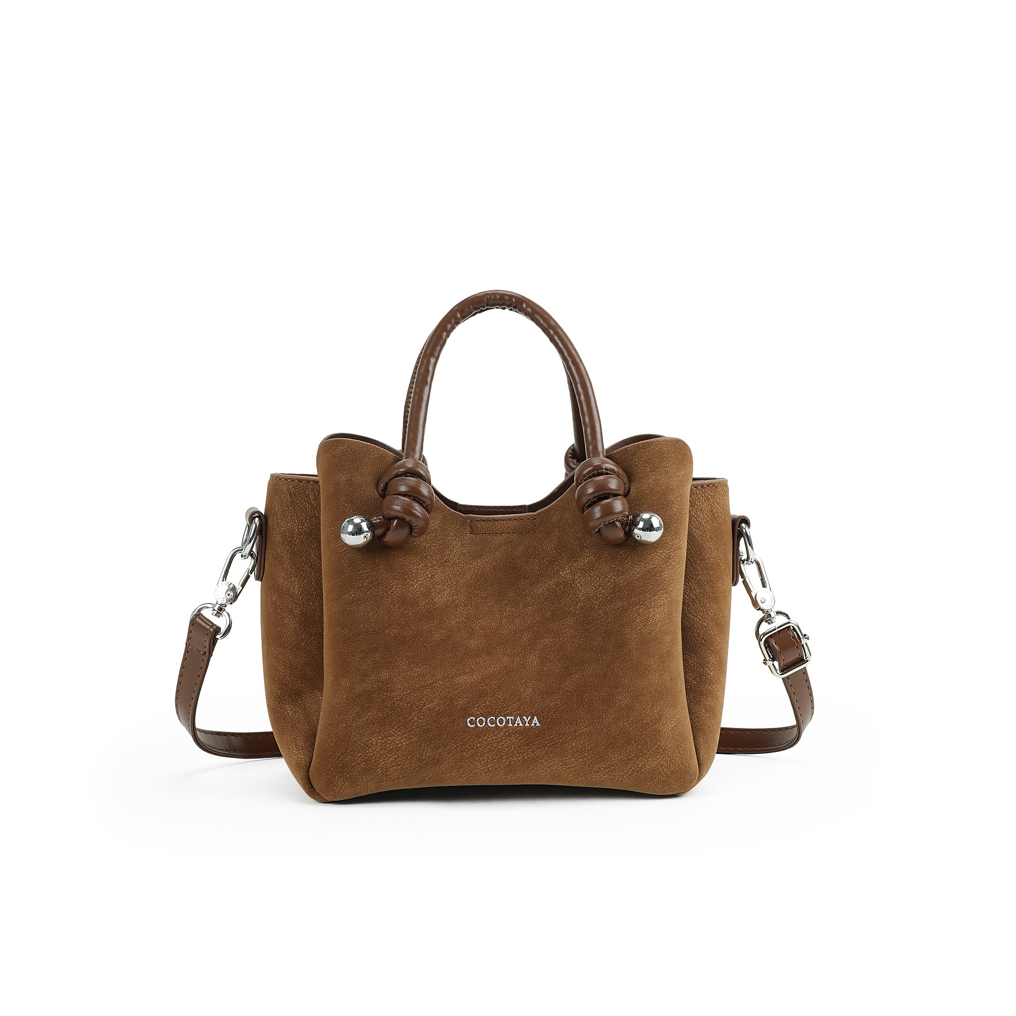 （cocotaya） Elegant Soft Leather Mini Tote Handbag  Detachable Adjustable Crossbody Strap Women Daily