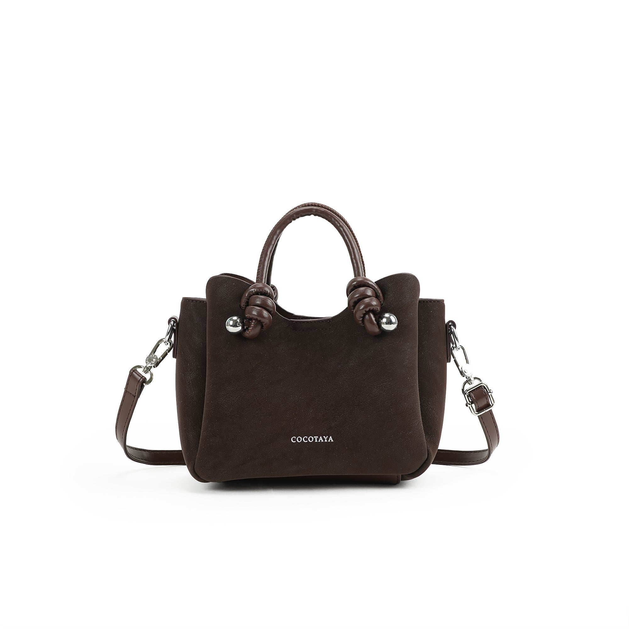 （cocotaya） Elegant Soft Leather Mini Tote Handbag  Detachable Adjustable Crossbody Strap Women Daily