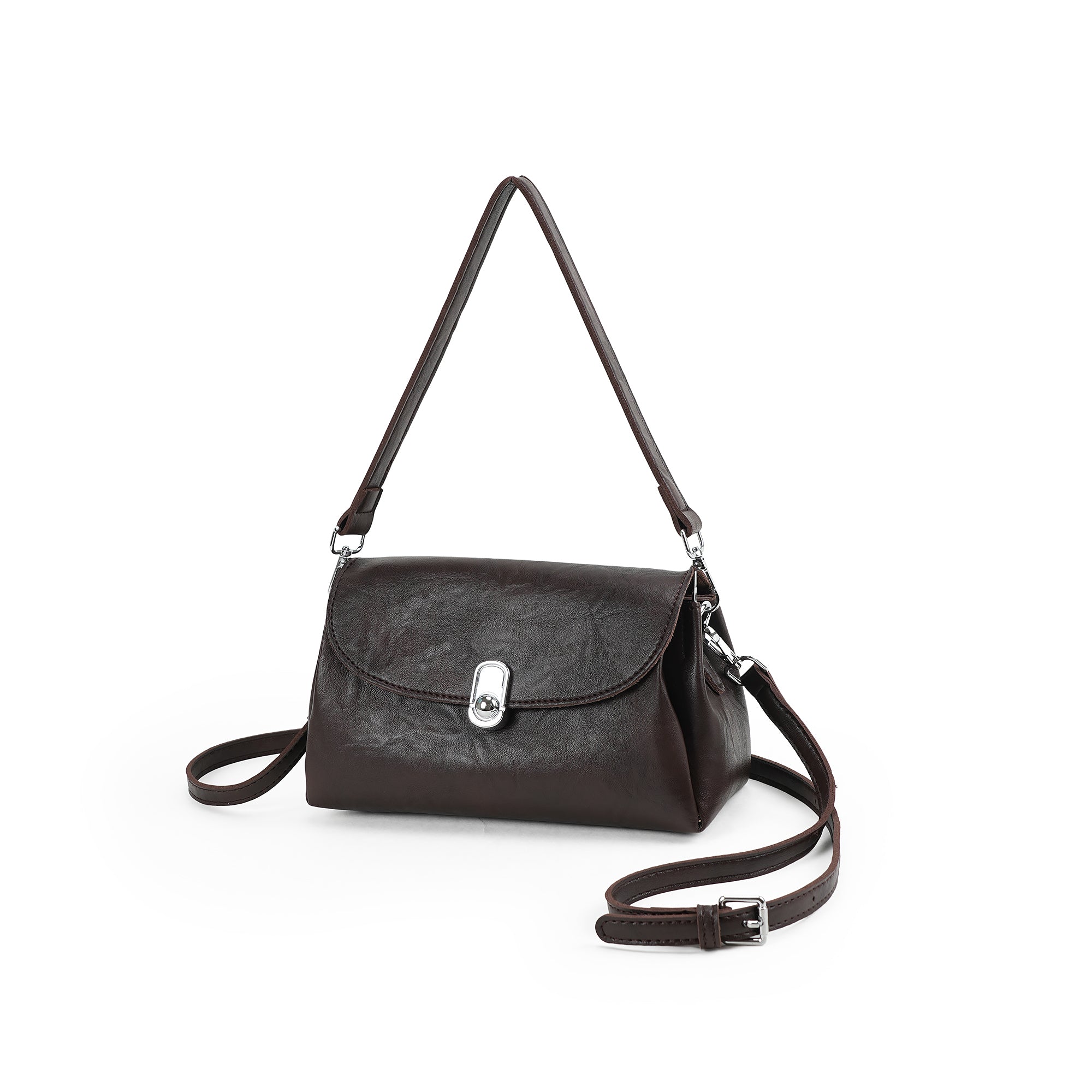 （cocotaya）Soft Leather Flip Shoulder Bag, Single Detachable Adjustable Strap Convertible Crossbody Handbag For Daily Street Outfits