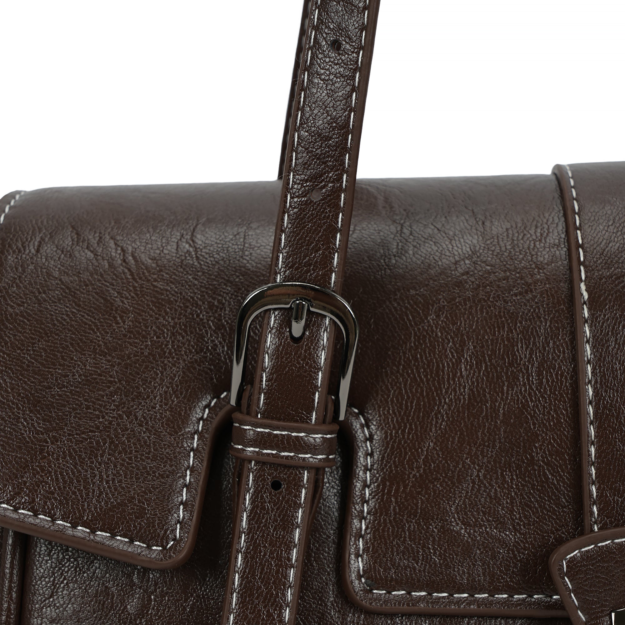 （cocotaya）Celine Bag Retro Buckle Commuter PU Leather Tote Shoulder Bag