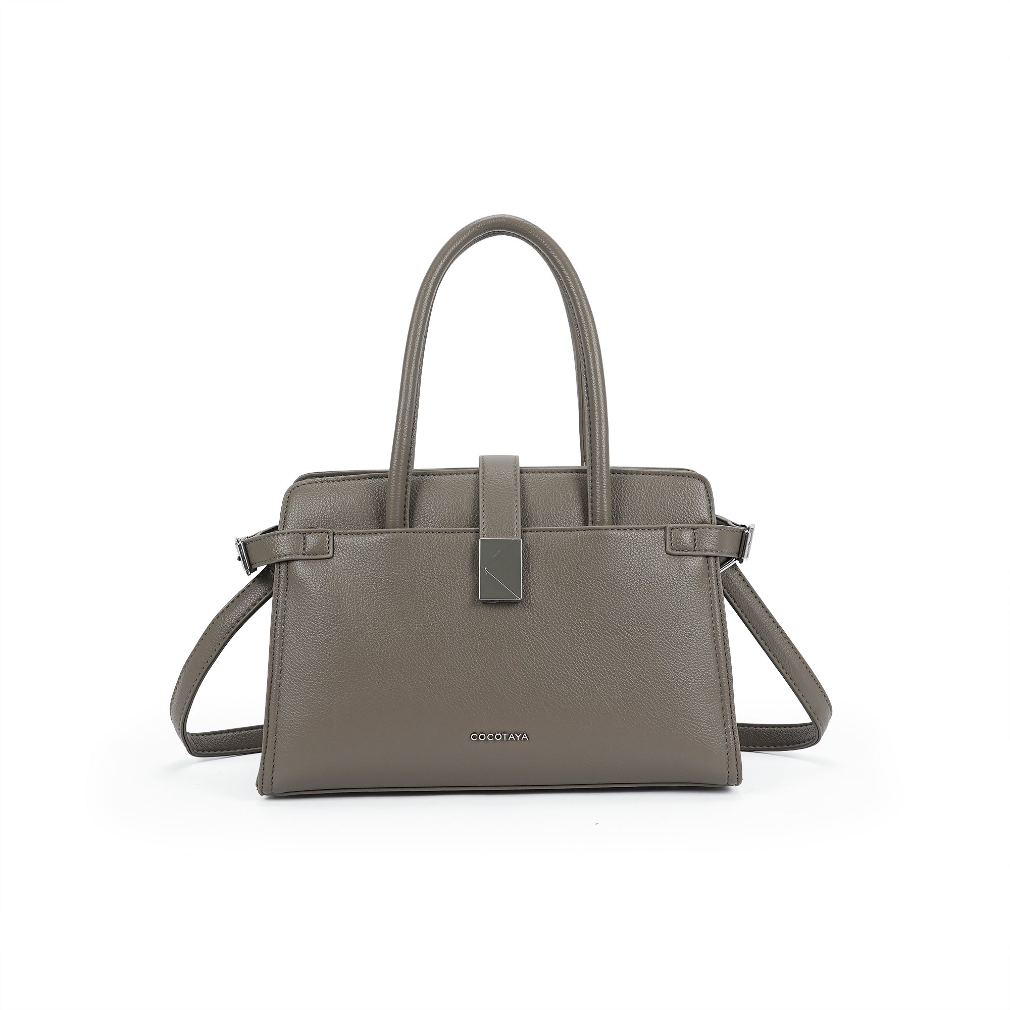 （cocotaya）Mara Bag Minimalist Metal Accent Work Tote Bag, Crossbody & Top Handle Purse