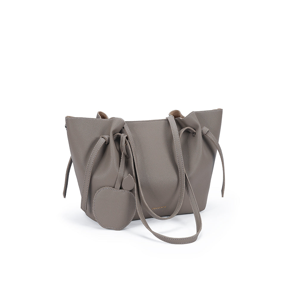 (COCOTAYA)Soft leather solid color simple shoulder bag fashionable and versatile large capacity tote bag with pendant
