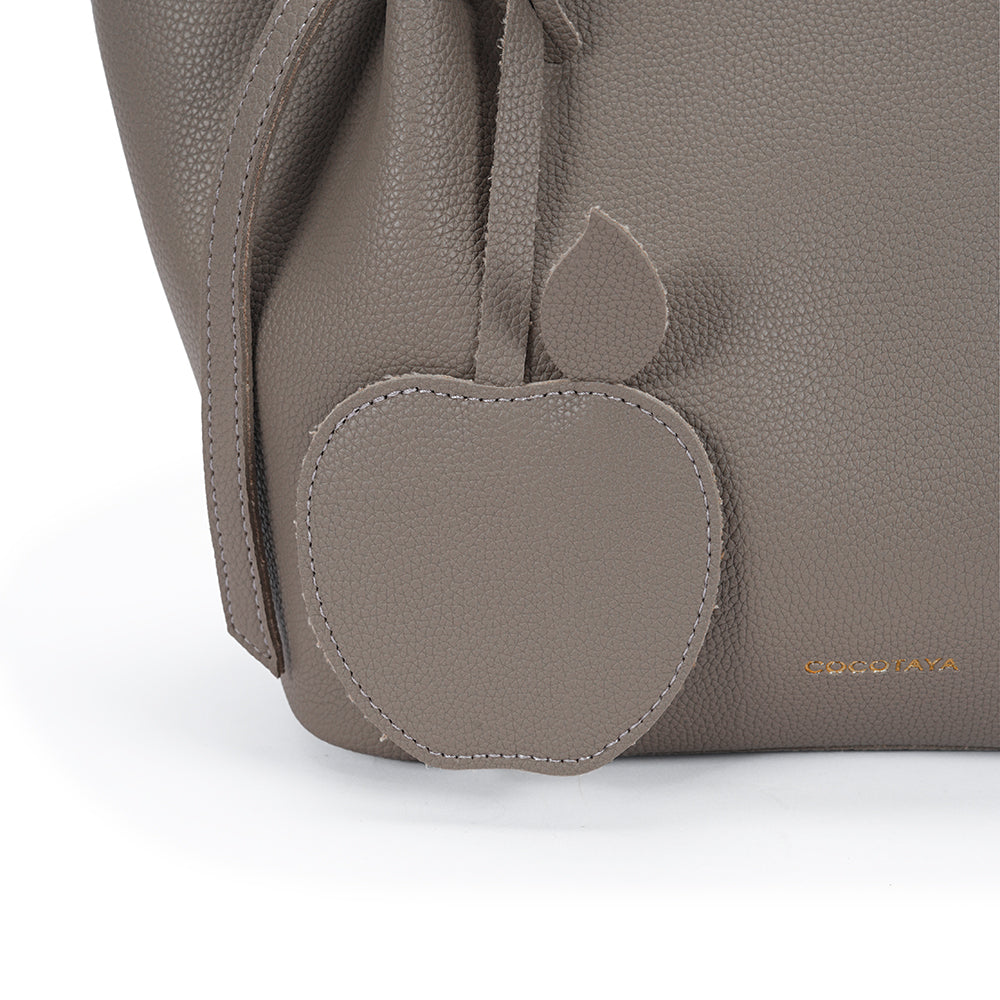 (COCOTAYA)Soft leather solid color simple shoulder bag fashionable and versatile large capacity tote bag with pendant