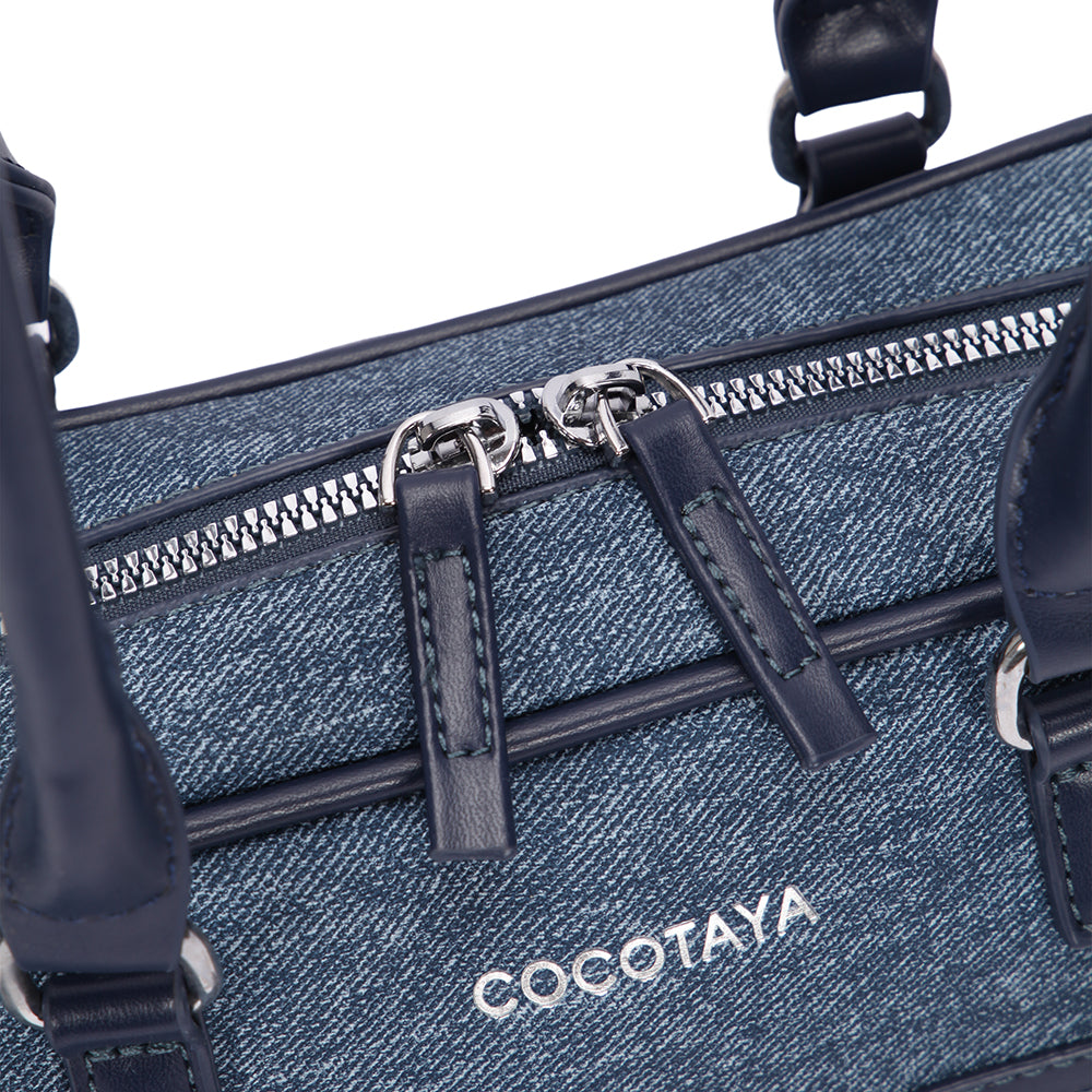 (COCOTAYA) Women's Fashion Denim Multi-Pocket Versatile Casual Boston Bag Large Capacity Handbag