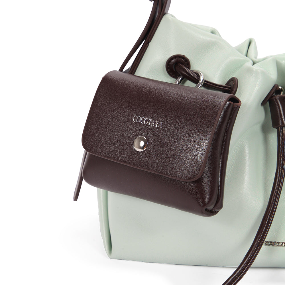 (COCOTAYA) Women's Fashion PU Soft Leather Drawstring Handbag, Large Capacity Crossbody Bag