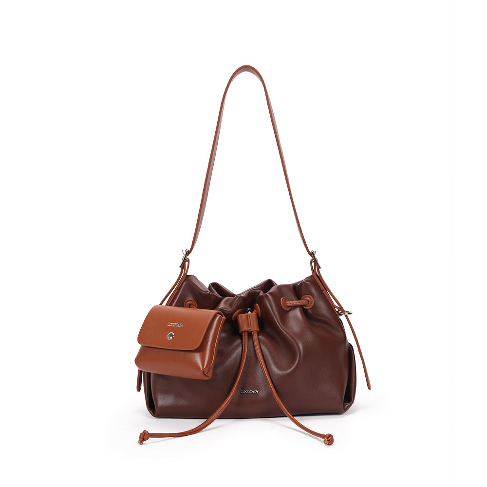 (COCOTAYA) Women's Fashion PU Soft Leather Drawstring Handbag, Large Capacity Crossbody Bag