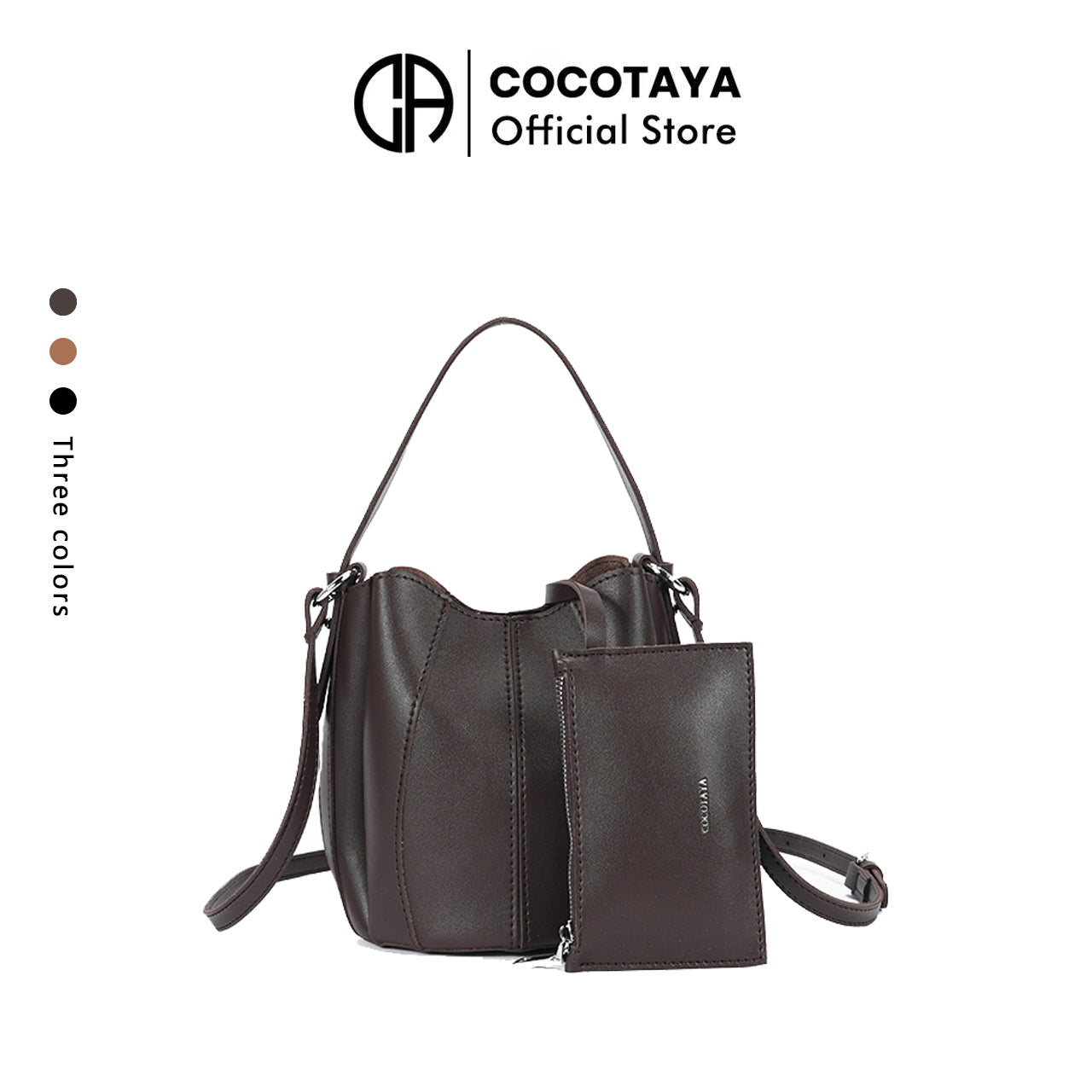 (COCOTAYA)Exquisite leather bucket bag, large capacity, shoulder/crossbody bag